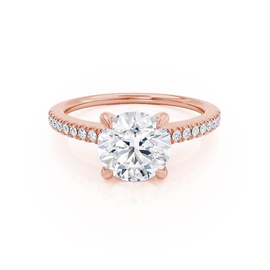 1.20 CT Round Lab Grown Diamond Engagement Ring With Pave Band 1