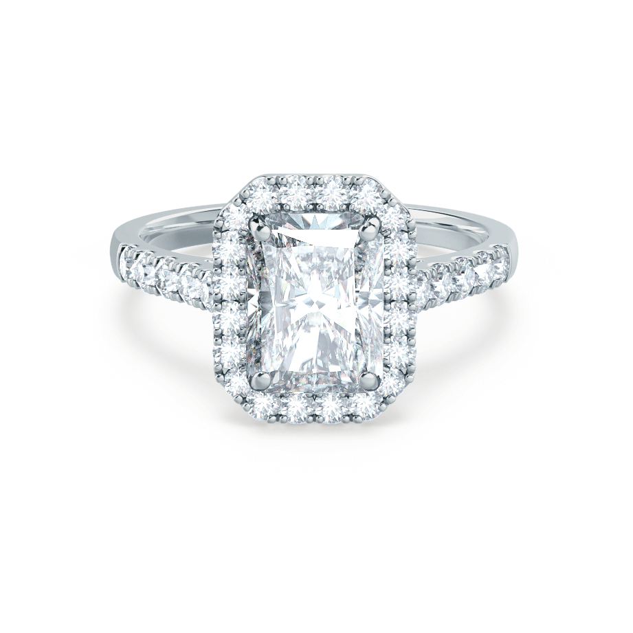 1.20 CT Radiant Cut Lab-Grown Diamond Halo & Pave Engagement Ring 1