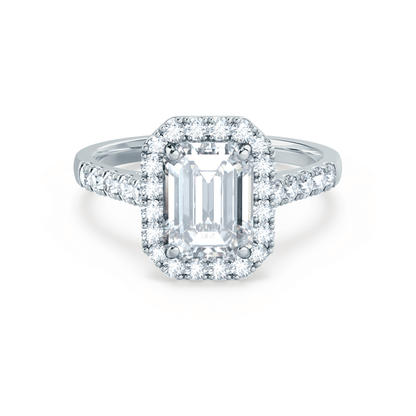 1.01 CT Emerald-Cut Lab Grown Diamond Halo & Pave Engagement Ring 1