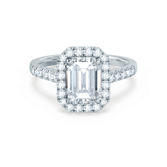 1.01 CT Emerald-Cut Lab Grown Diamond Halo & Pave Engagement Ring 1