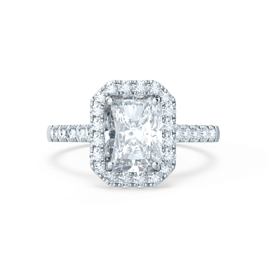 1.20 CT Radiant Cut Lab-Grown Diamond Halo & Pave Engagement Ring 2