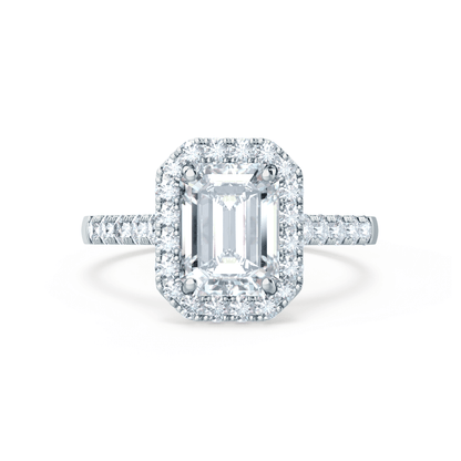 1.01 CT Emerald-Cut Lab Grown Diamond Halo & Pave Engagement Ring 2