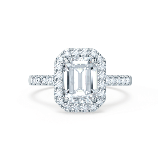 1.01 CT Emerald-Cut Lab Grown Diamond Halo & Pave Engagement Ring 2