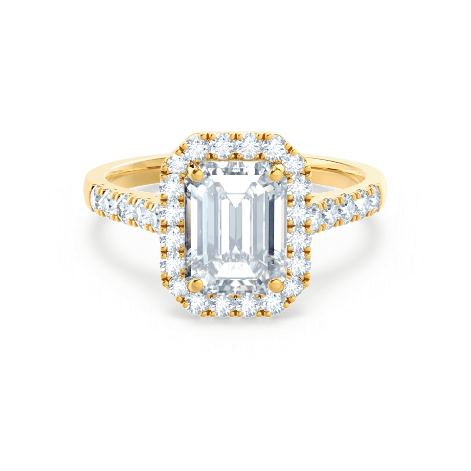 1.01 CT Emerald-Cut Lab Grown Diamond Halo & Pave Engagement Ring 1