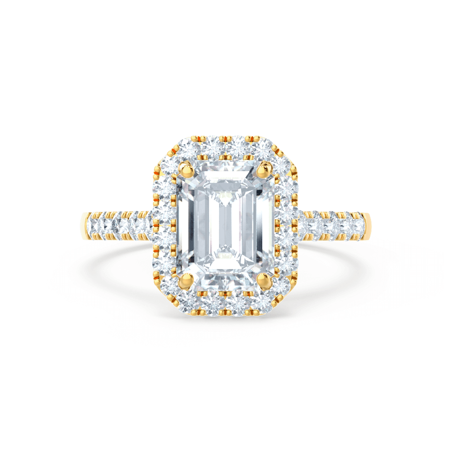 1.01 CT Emerald-Cut Lab Grown Diamond Halo & Pave Engagement Ring 3