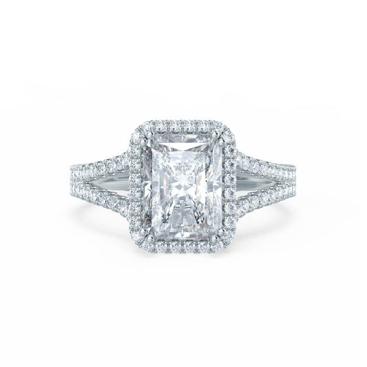 1.50 CT Radiant Lab-Grown Diamond Halo & Pave Split Shank Engagement Ring 1