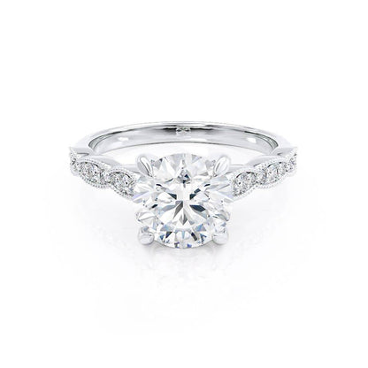 1.0 CT Round Lab Grown Diamond Milgrain Pave Engagement Ring 1