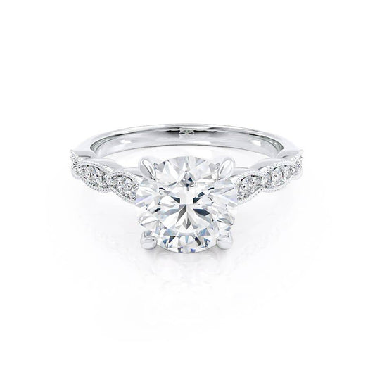 1.0 CT Round Lab Grown Diamond Milgrain Pave Engagement Ring 1