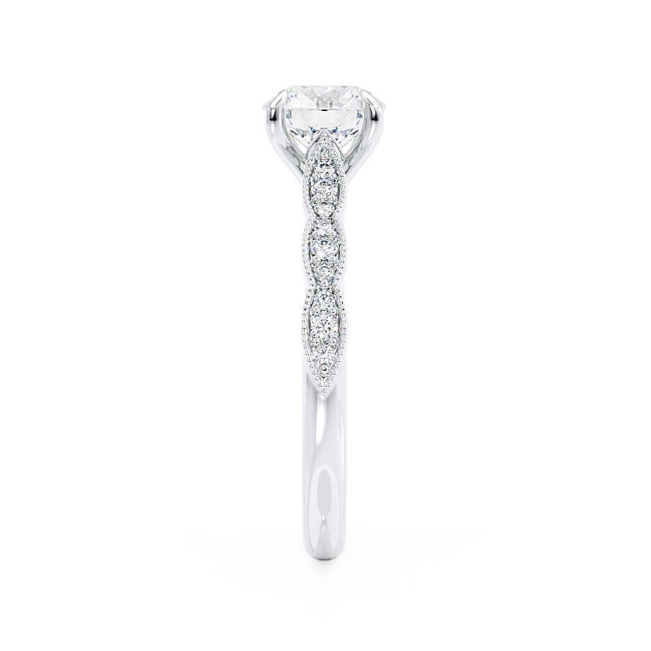 1.0 CT Round Lab Grown Diamond Milgrain Pave Engagement Ring 3