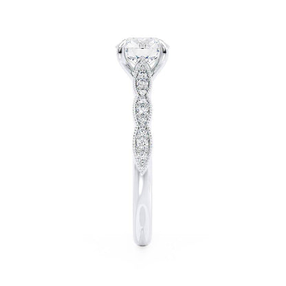 1.0 CT Round Lab Grown Diamond Milgrain Pave Engagement Ring 2