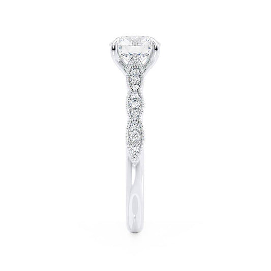 1.0 CT Round Lab Grown Diamond Milgrain Pave Engagement Ring 2