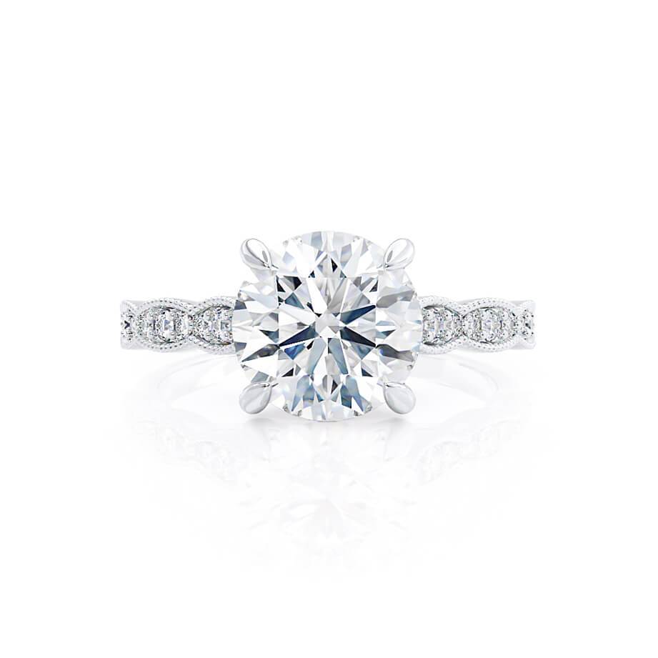 1.0 CT Round Lab Grown Diamond Milgrain Pave Engagement Ring 2