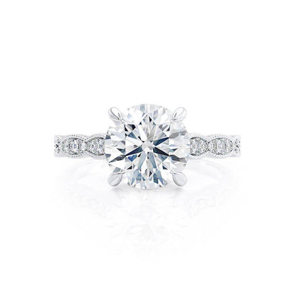 1.0 CT Round Lab Grown Diamond Milgrain Pave Engagement Ring 2