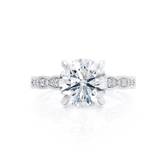 1.0 CT Round Lab Grown Diamond Milgrain Pave Engagement Ring 2