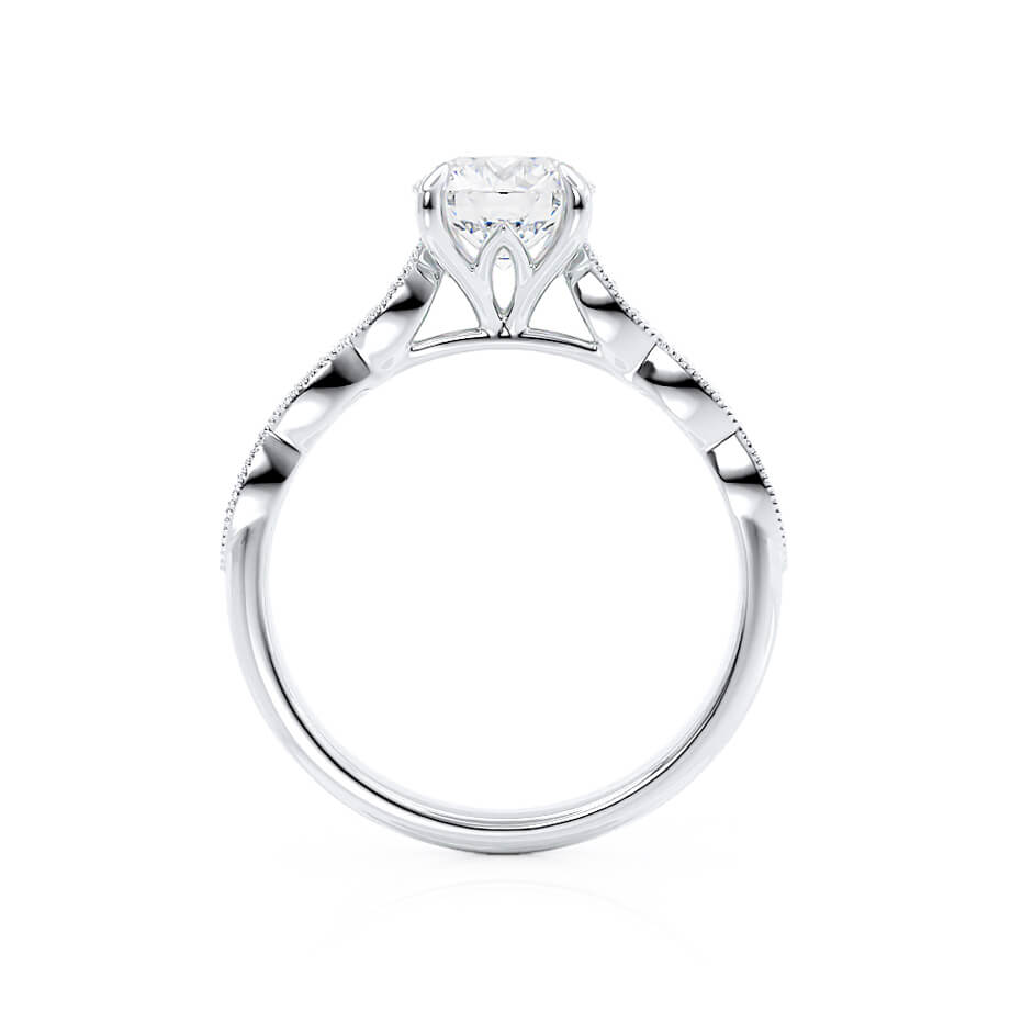 1.0 CT Round Lab Grown Diamond Milgrain Pave Engagement Ring 4