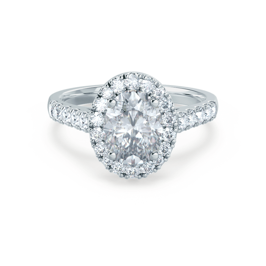 1.50 CT Oval Lab-Grown Diamond Halo Engagement Ring In Pave Setting 1