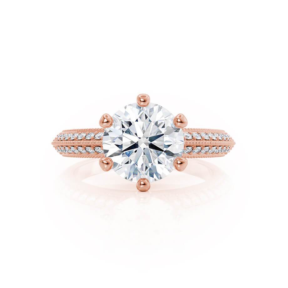 1.0 CT Round Lab Grown Diamond Vintage Pave Engagement Ring 3