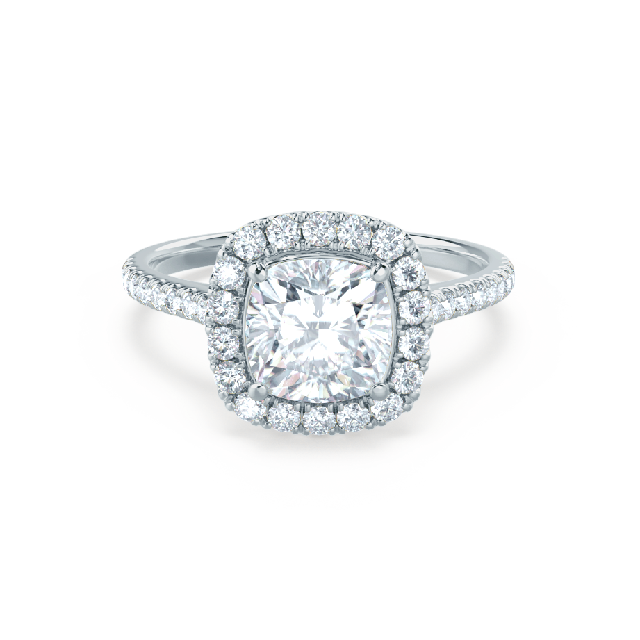 1.0 CT Cushion Lab-Grown Diamond Halo & Pave Engagement Ring 1