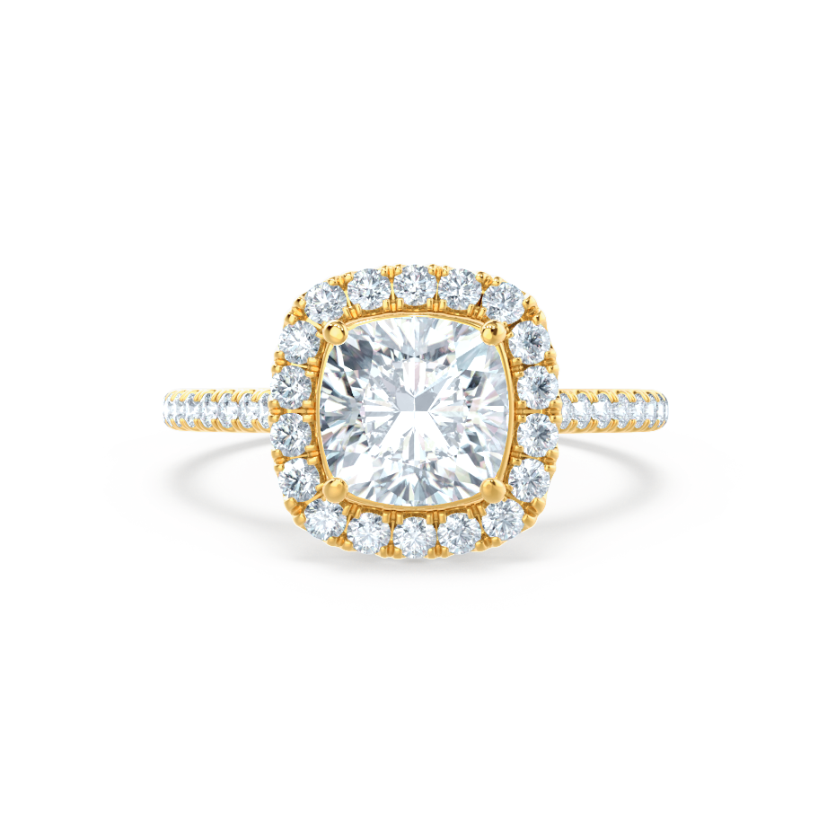1.20 CT Cushion Cut Lab Grown Diamond Halo & Pave Engagement Ring 2