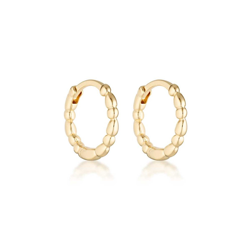 Radiant Gold Beaded Hoop Huggie Earrings