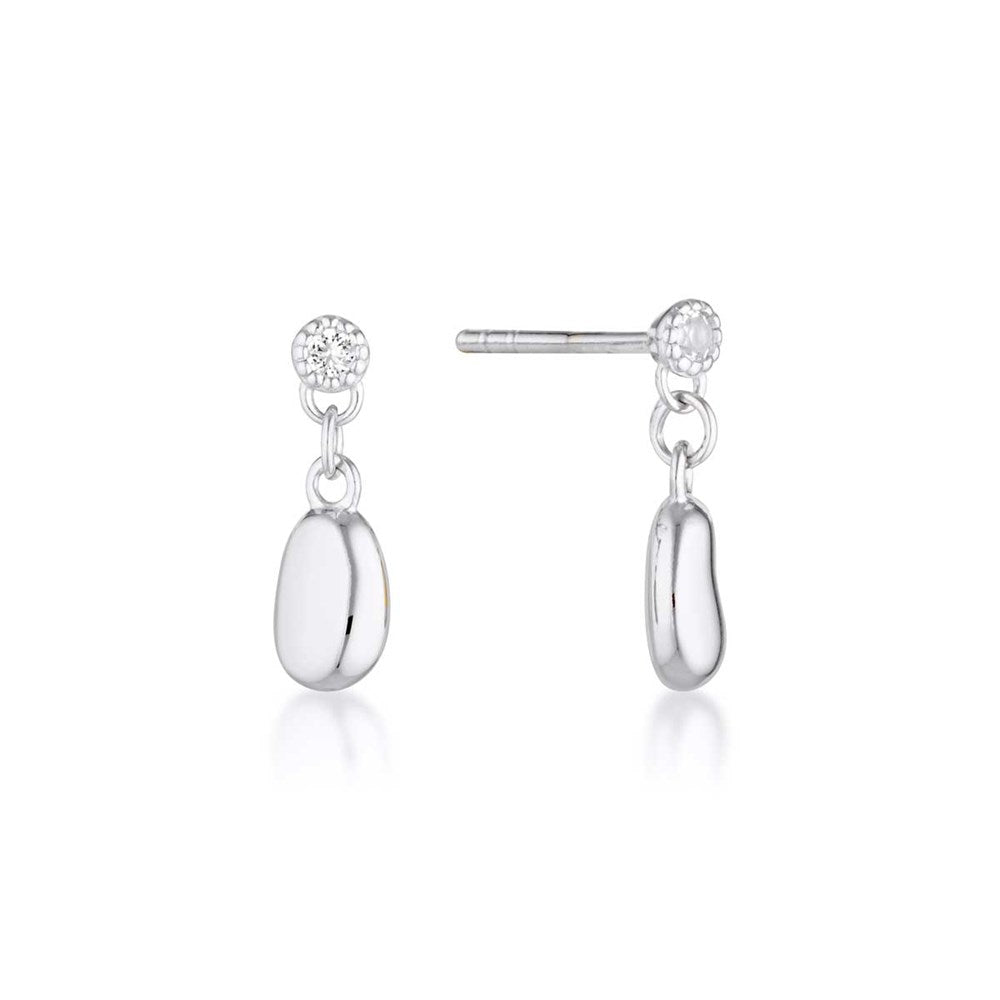 0.10 TCW White Topaz & Lab Grown Diamond Gold Drop Earrings