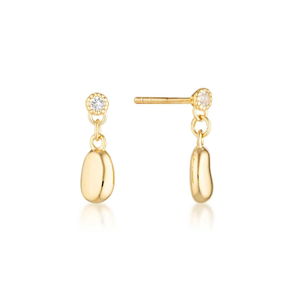 0.10 TCW White Topaz & Lab Grown Diamond Gold Drop Earrings