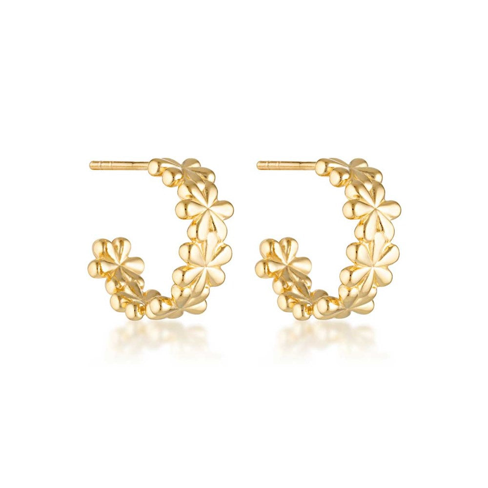 Golden Daisy Floral Hoop Earrings 1