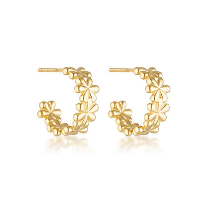 Golden Daisy Floral Hoop Earrings 1
