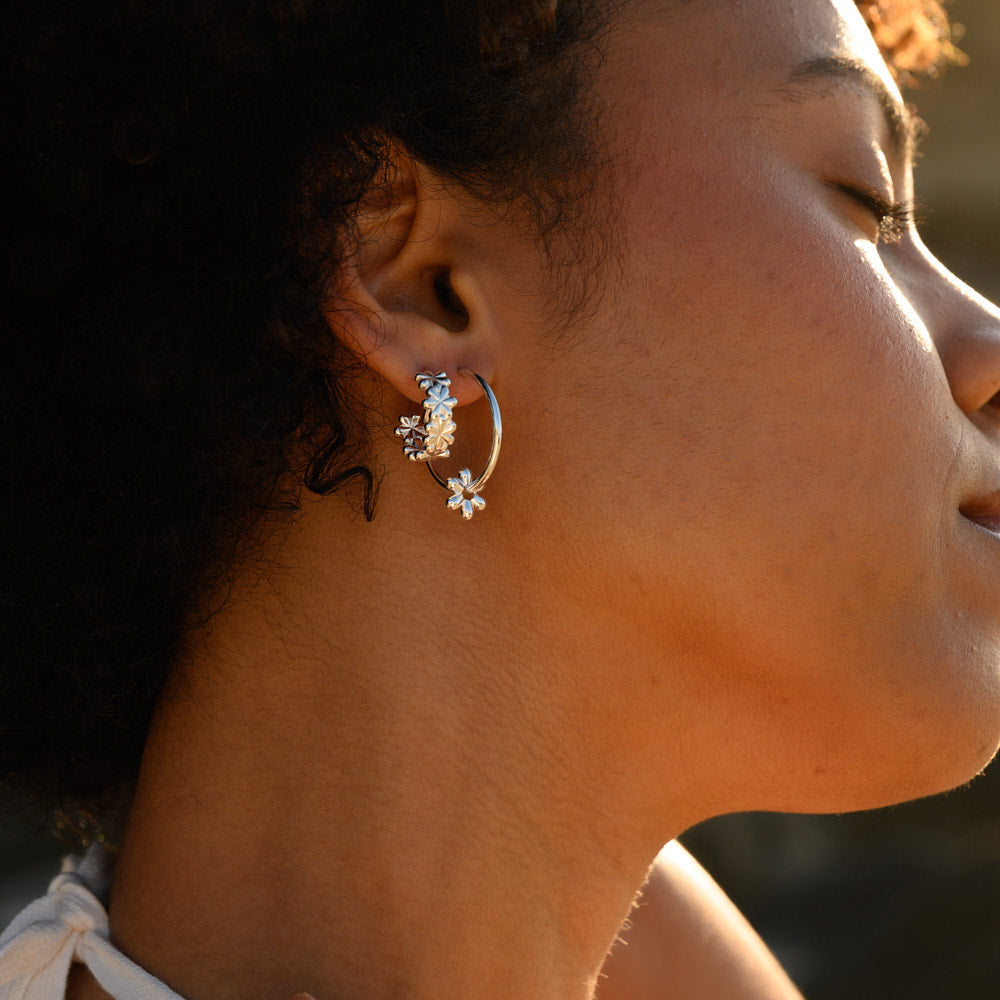 Golden Daisy Floral Hoop Earrings 3
