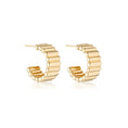 Load image into Gallery viewer, Golden Elegance Ribbed Hoop Earrings
