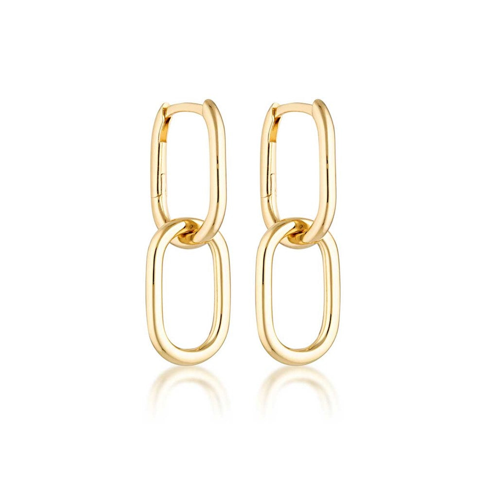 Golden Glamour: Double Oval Link Earrings