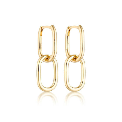 Golden Glamour: Double Oval Link Earrings 1