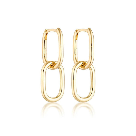 Golden Glamour: Double Oval Link Earrings