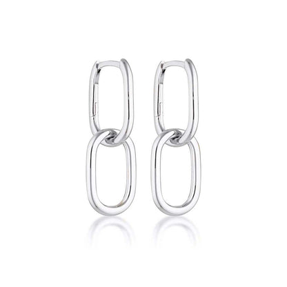 Golden Glamour: Double Oval Link Earrings 4