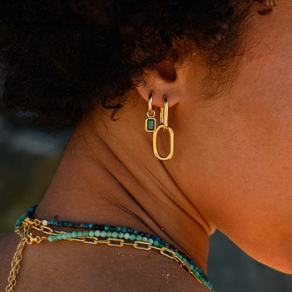 Golden Glamour: Double Oval Link Earrings 3