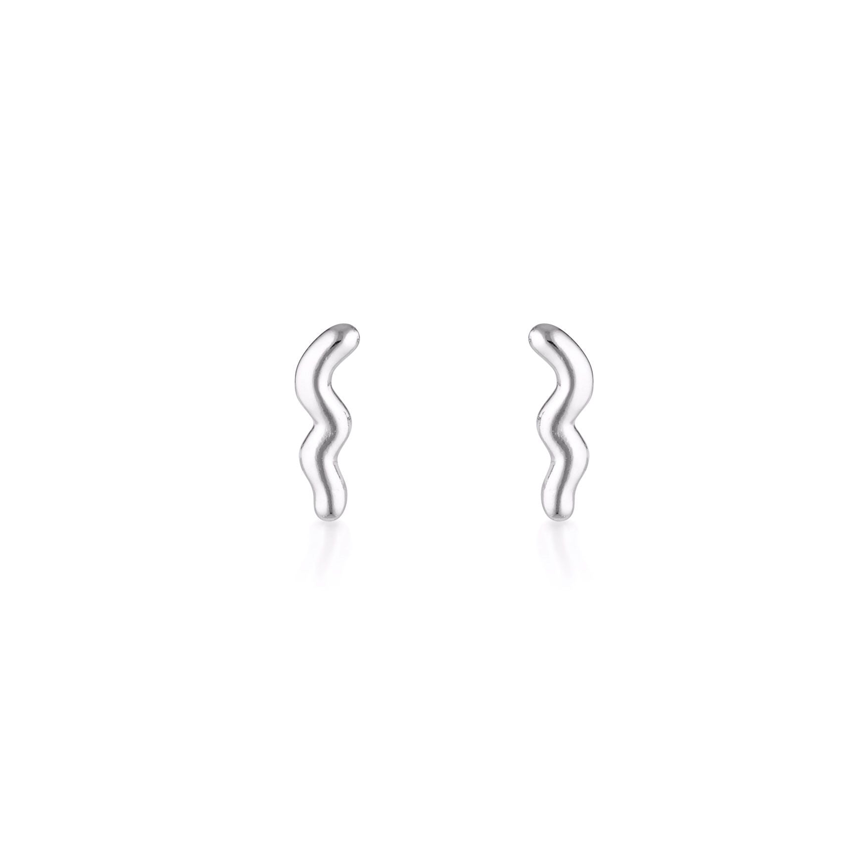 Classic Silver Wave Stud Earrings