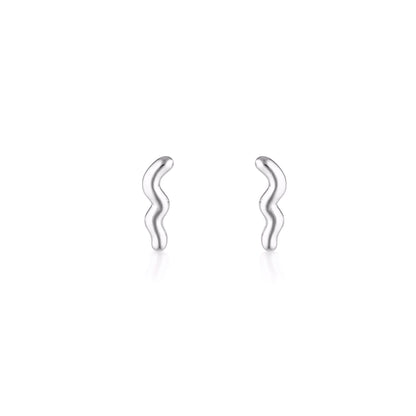 Classic Silver Wave Stud Earrings 1