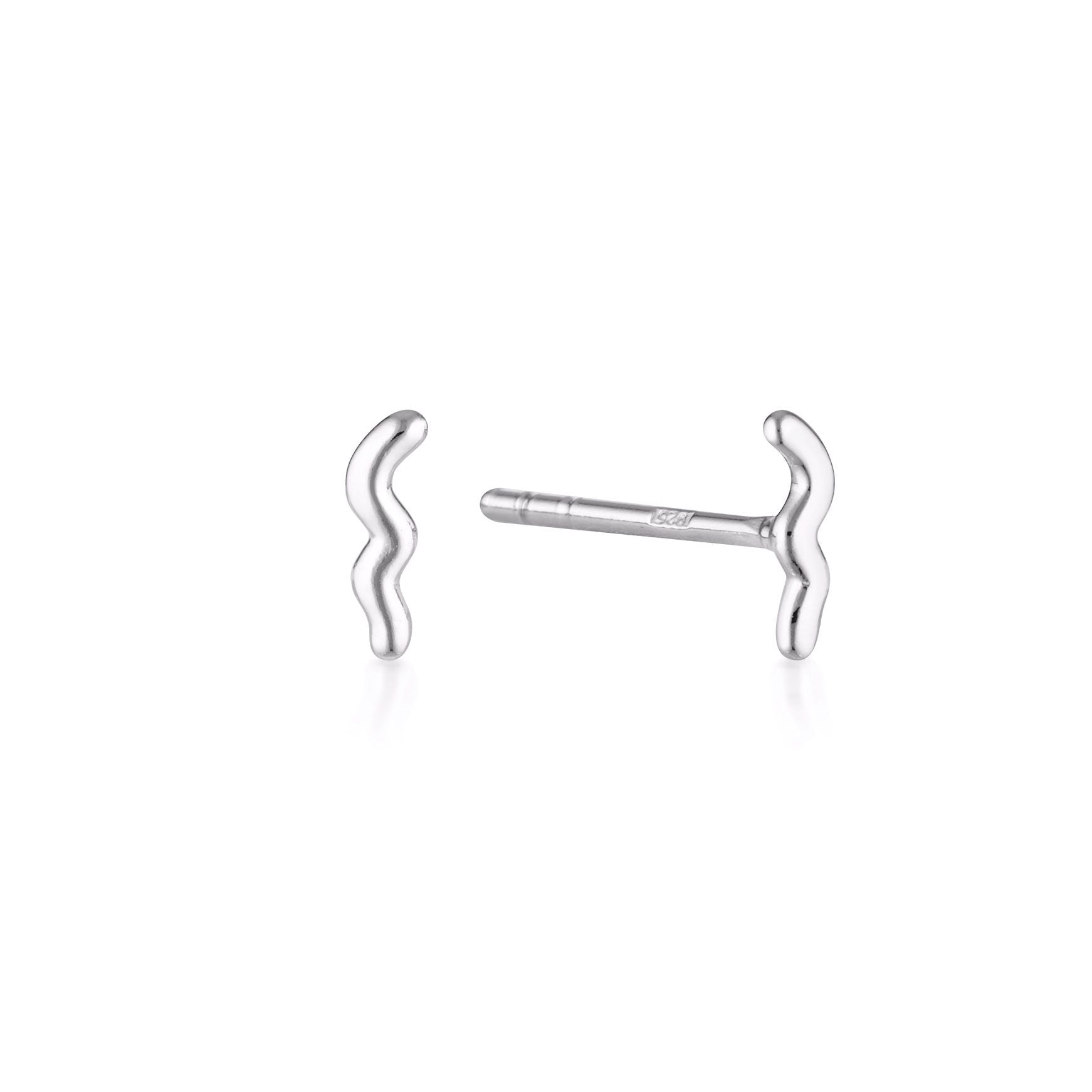 Classic Silver Wave Stud Earrings 3
