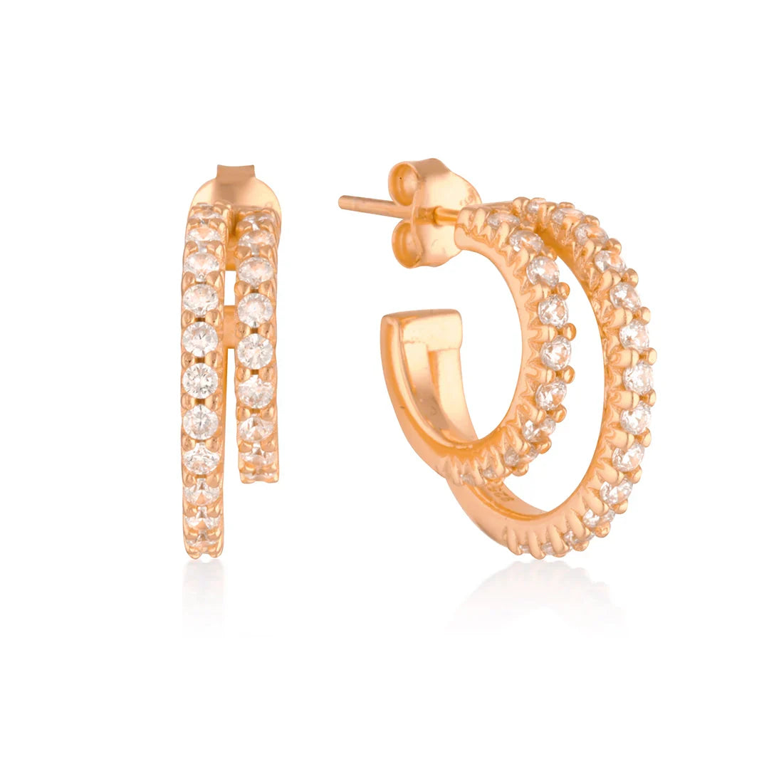 Radiant Double Hoop Diamond Earrings 3