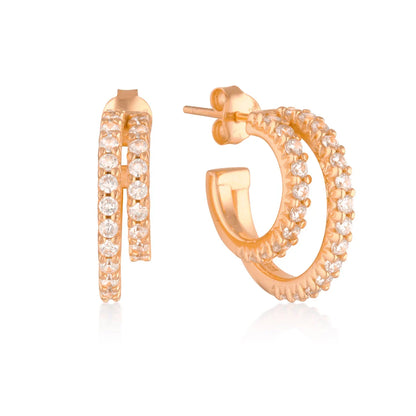 Radiant Double Hoop Diamond Earrings 3