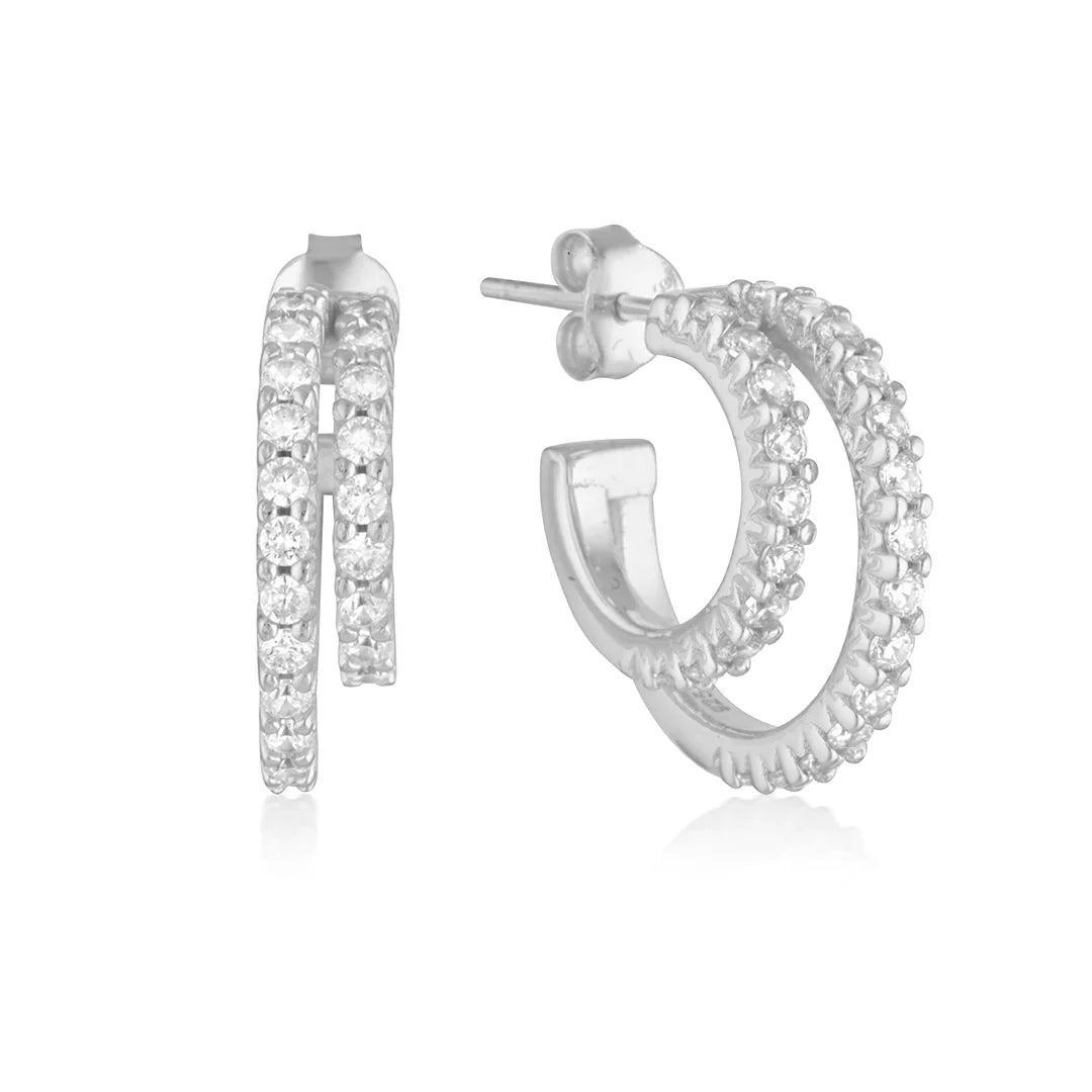 Radiant Double Hoop Diamond Earrings