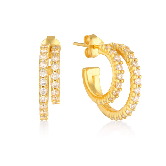 Radiant Double Hoop Diamond Earrings