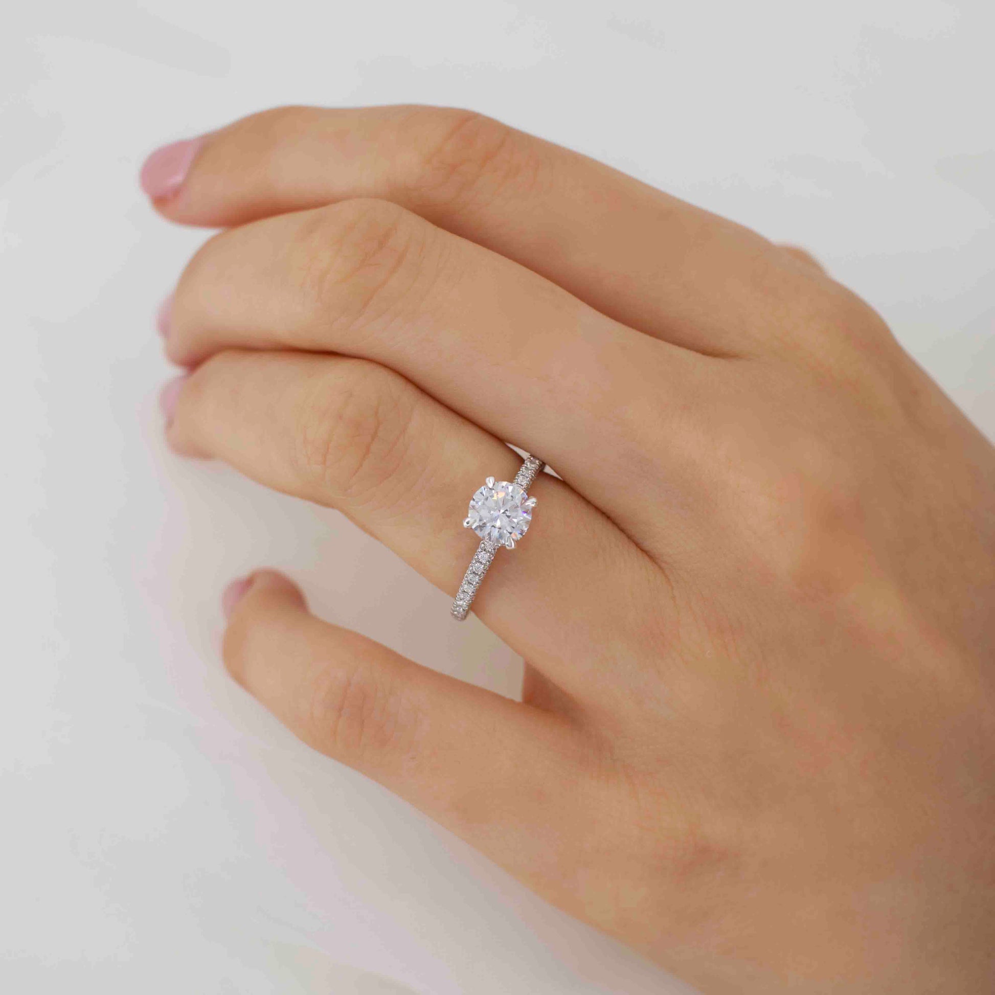 1.20 CT Round Lab Grown Diamond Hidden Halo Engagement Ring 6