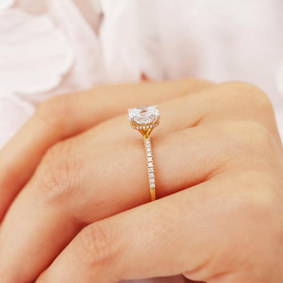 2.50 CT Cushion Lab-Grown Diamond Hidden Halo Engagement Ring 6