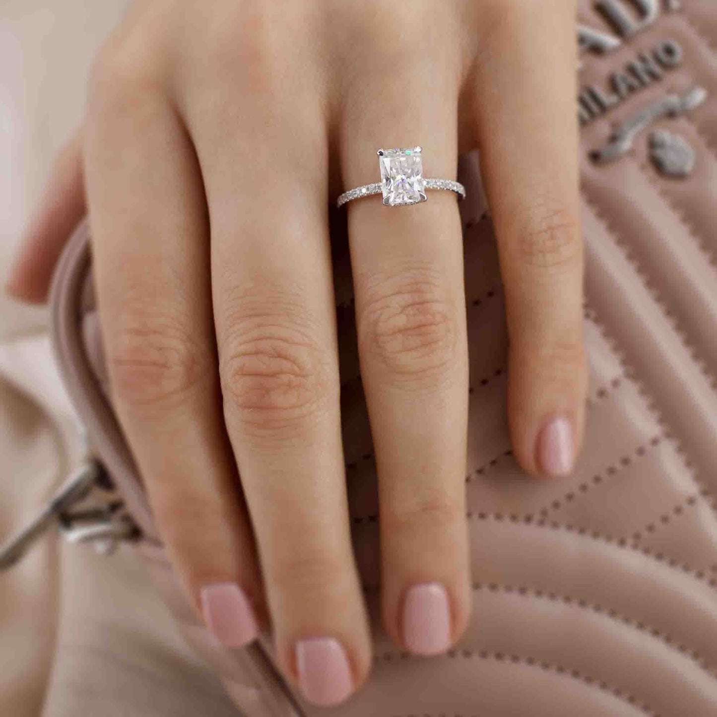 1.50 CT Radiant Hidden Halo Lab-Grown Diamond Engagement Ring 7