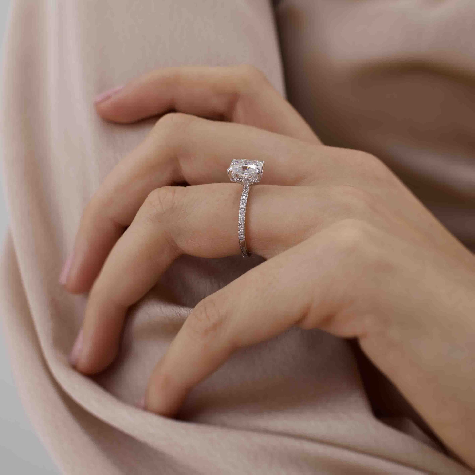 1.50 CT Radiant Hidden Halo Lab-Grown Diamond Engagement Ring 6