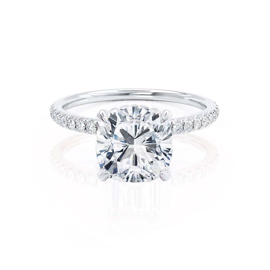 2.50 CT Cushion Lab-Grown Diamond Hidden Halo Engagement Ring