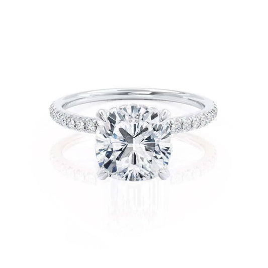 2.50 CT Cushion Lab-Grown Diamond Hidden Halo Engagement Ring