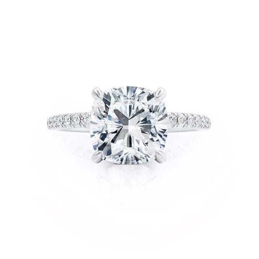 2.50 CT Cushion Lab-Grown Diamond Hidden Halo Engagement Ring