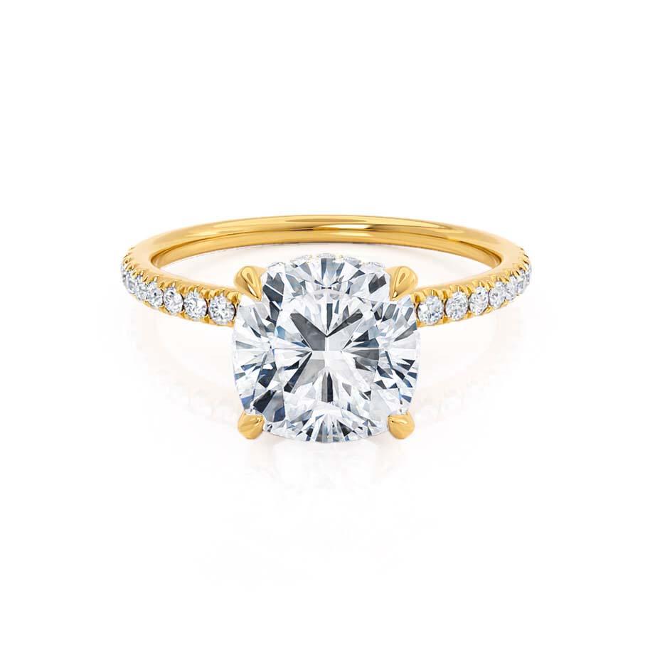 2.50 CT Cushion Lab-Grown Diamond Hidden Halo Engagement Ring